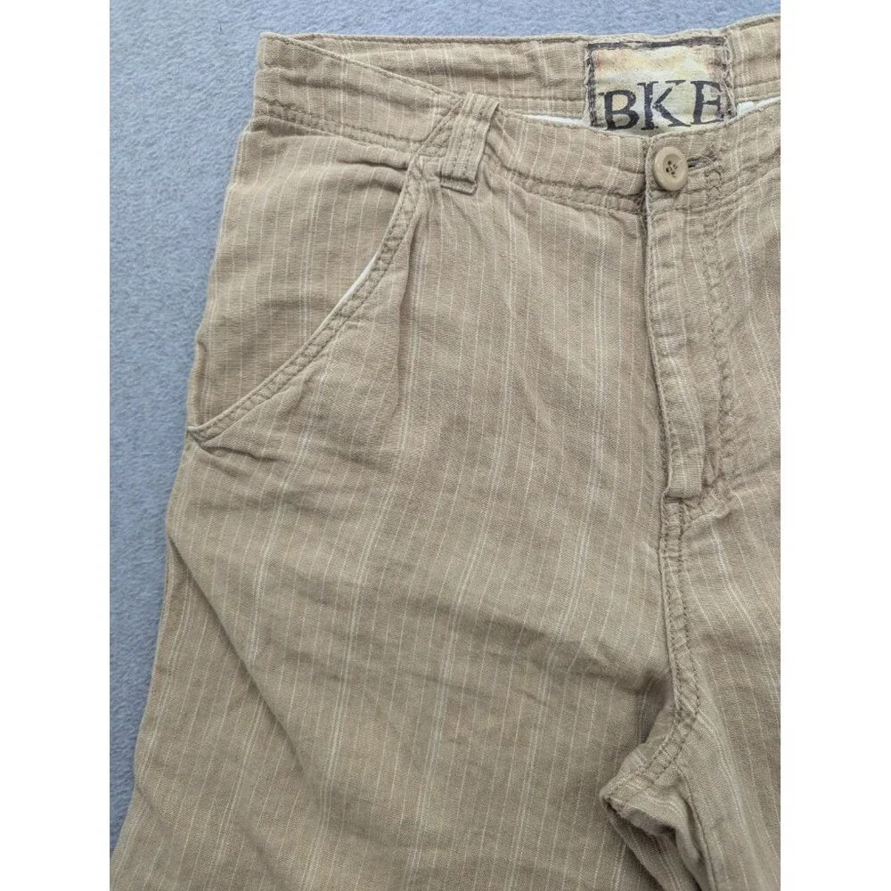 BKE Shorts Mens 32 Timber Cream Linen Loveland Flat Front 26488AM Casual Summer